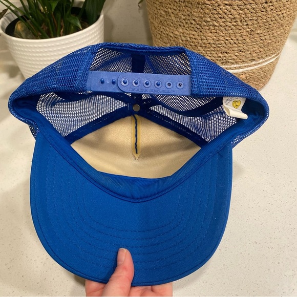 Vintage 90’s Hawaiian Headwear Hat Cap Snap Back Blue Trucker Mesh Surf Surfer - Picture 3 of 5